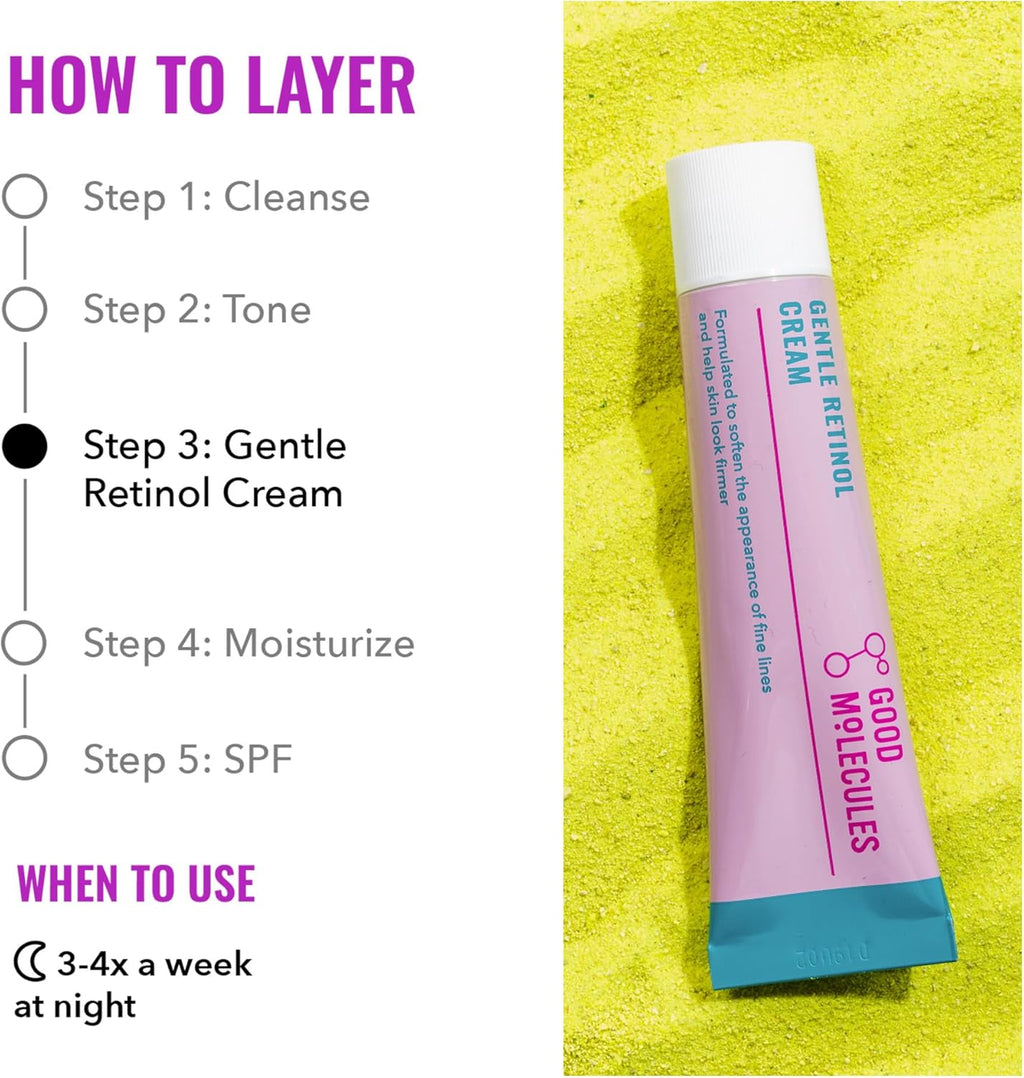 Gentle Retinol Cream 30Ml/1Oz - Night Cream with Retinol and Bakuchiol - Anti-Aging Skincare for Face Minimize Fine Lines, Wrinkles, Breakouts, Enlarged Pores, Hyperpigmentation